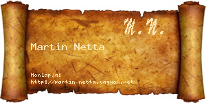 Martin Netta névjegykártya